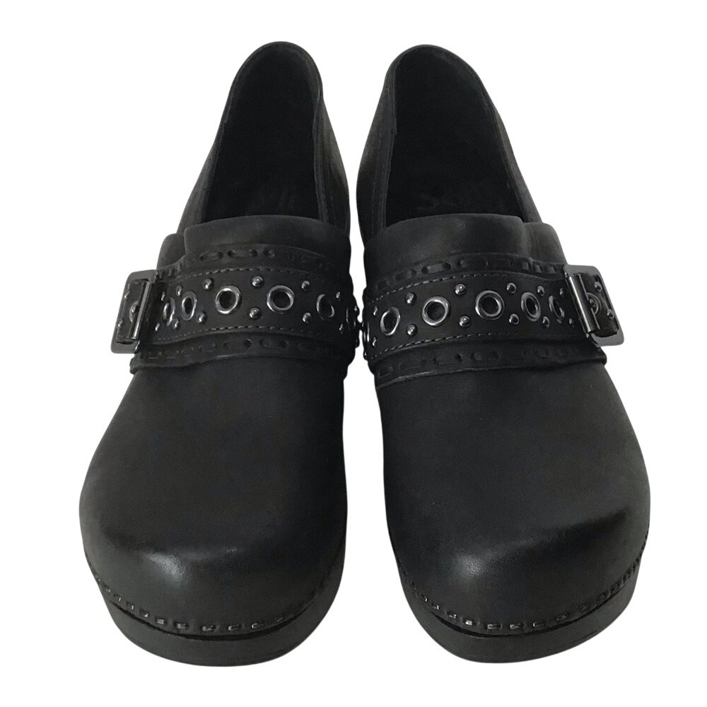 Söfft Cadee‎ Black Leather Slip Resistant Work Clogs Nurse Teacher Comfort 7.5